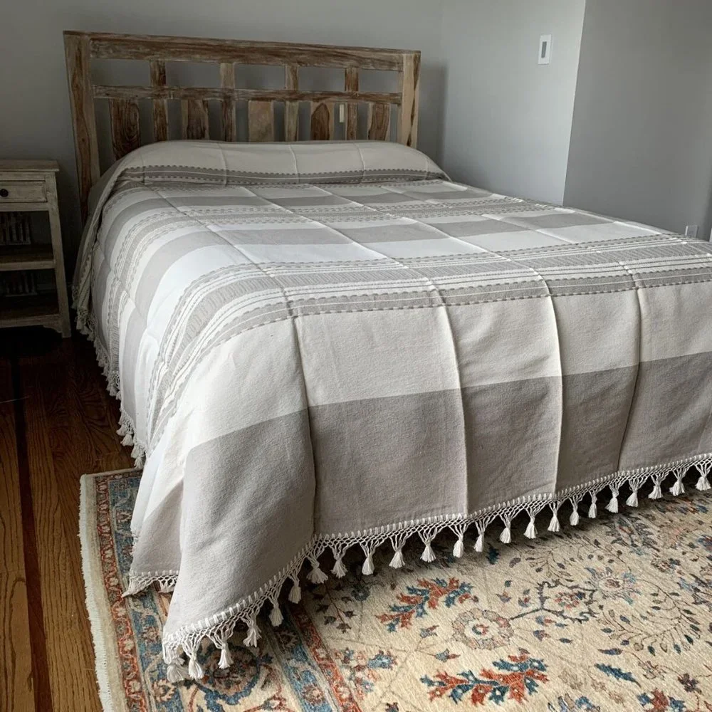 Hand Loom Queen Size Cotton Bedspread.